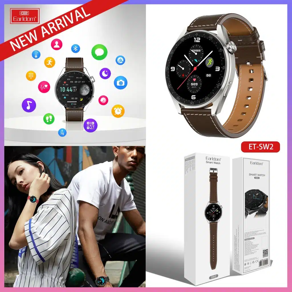 shkodrastore Earldom SW2 Smartwatch me mbrojtje ndaj ujit IP68, monitorim të ritmit të zemrës dhe lidhje Bluetooth për thirrje dhe muzikë pa problem