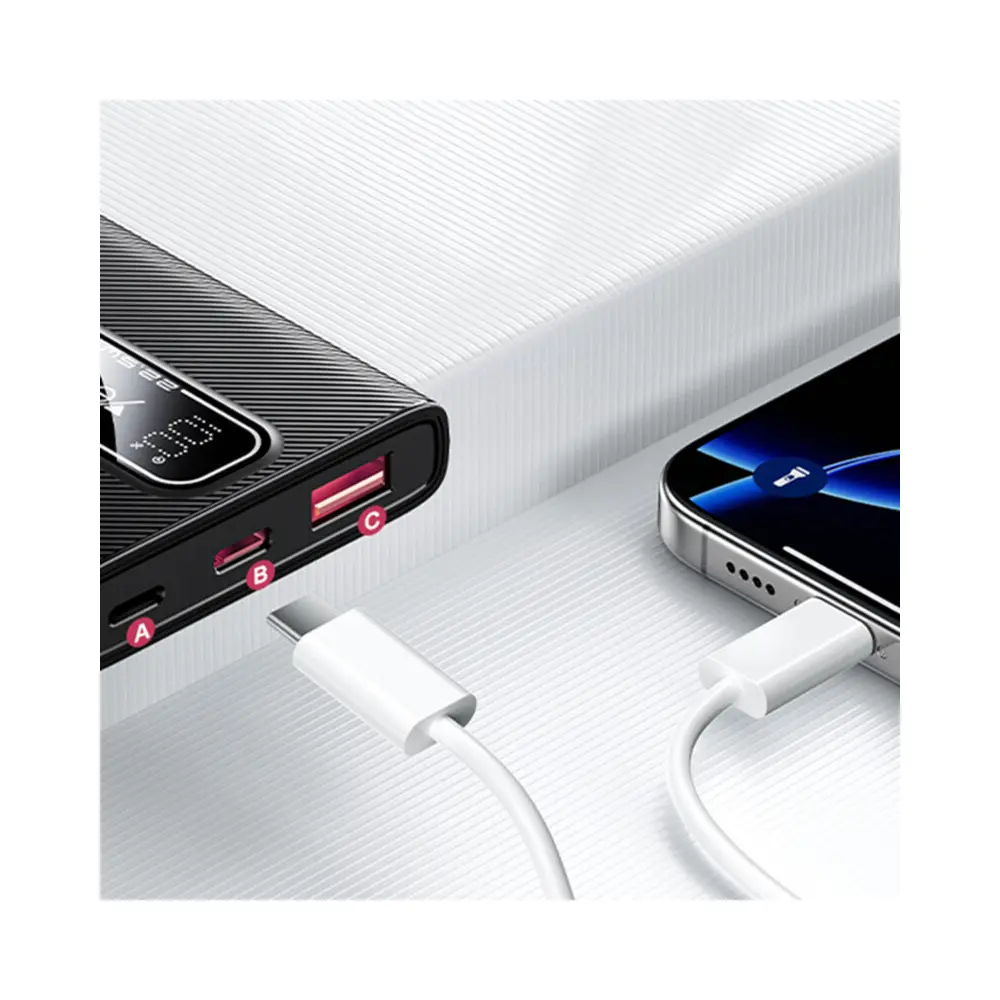 shkodrastore Power Bank YESIDO YP92 5000mAh 22.5W ultra i hollë – I zi - Image 3